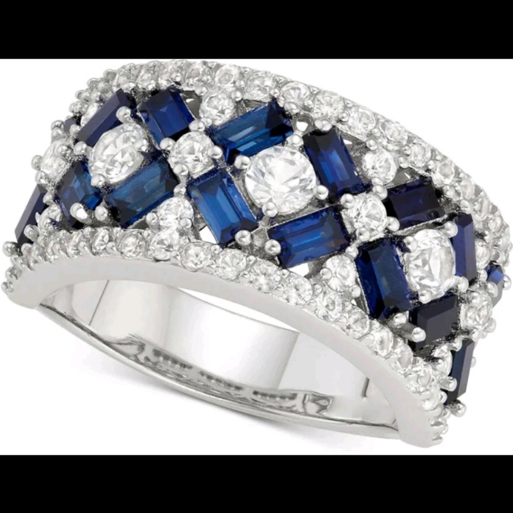 HOST PIC Blue & White Sapphire Sterling Silver SIMULATED Ring…